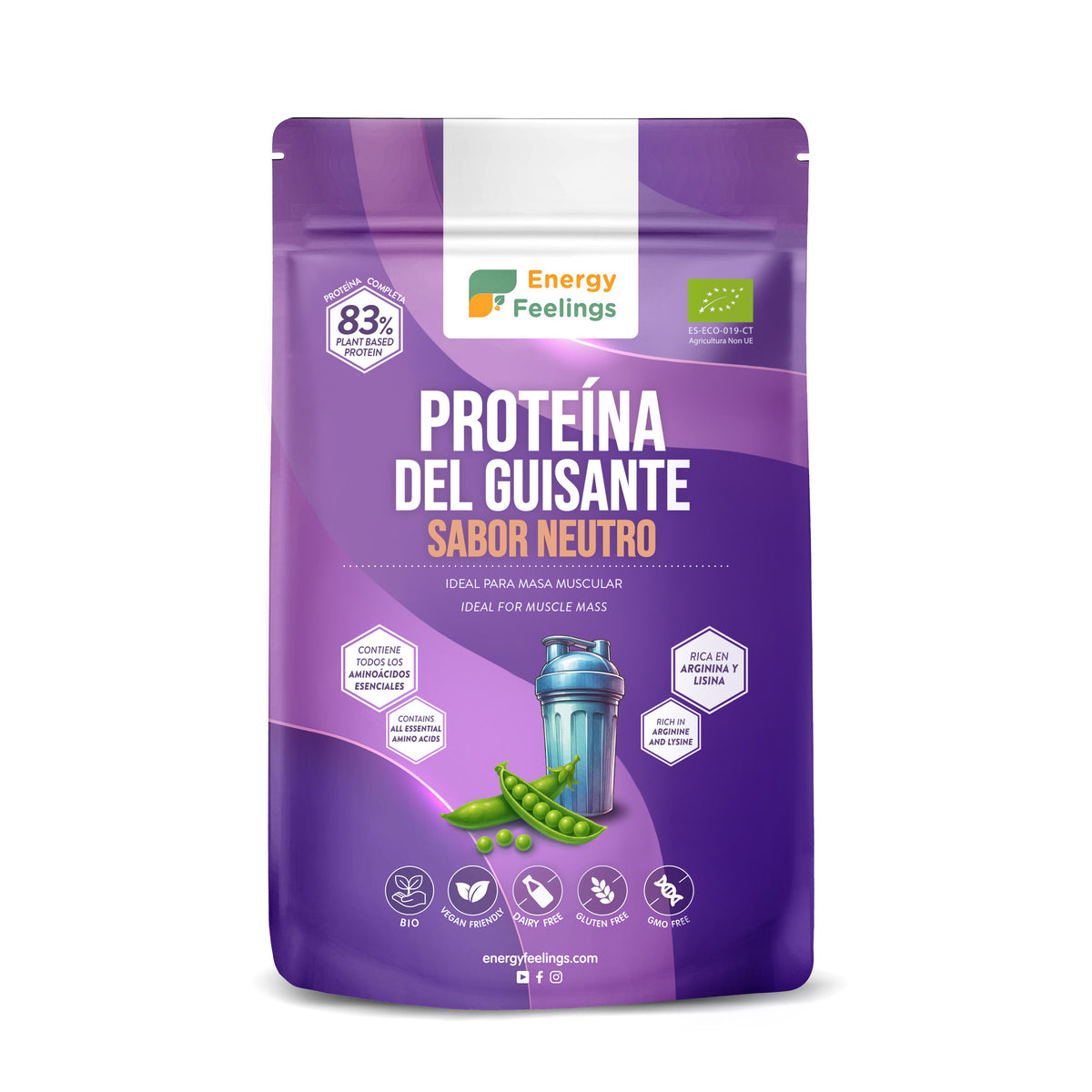 Proteína de Guisante Sabor Neutro Eco · Energy Feelings · 500 gramos