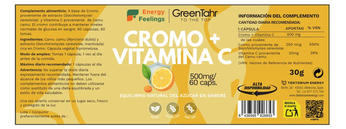 Cromo y Vitamina C · Energy Feelings · 60 cápsulas