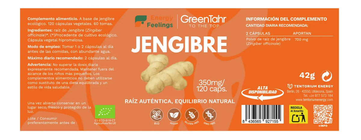 Jengibre Eco · Energy Feelings · 120 cápsulas