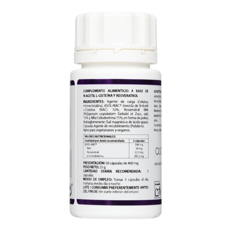 N-Acetil L-Cisteína Alta Biodisponibilidad con Resveratrol · Equisalud · 50 cápsulas
