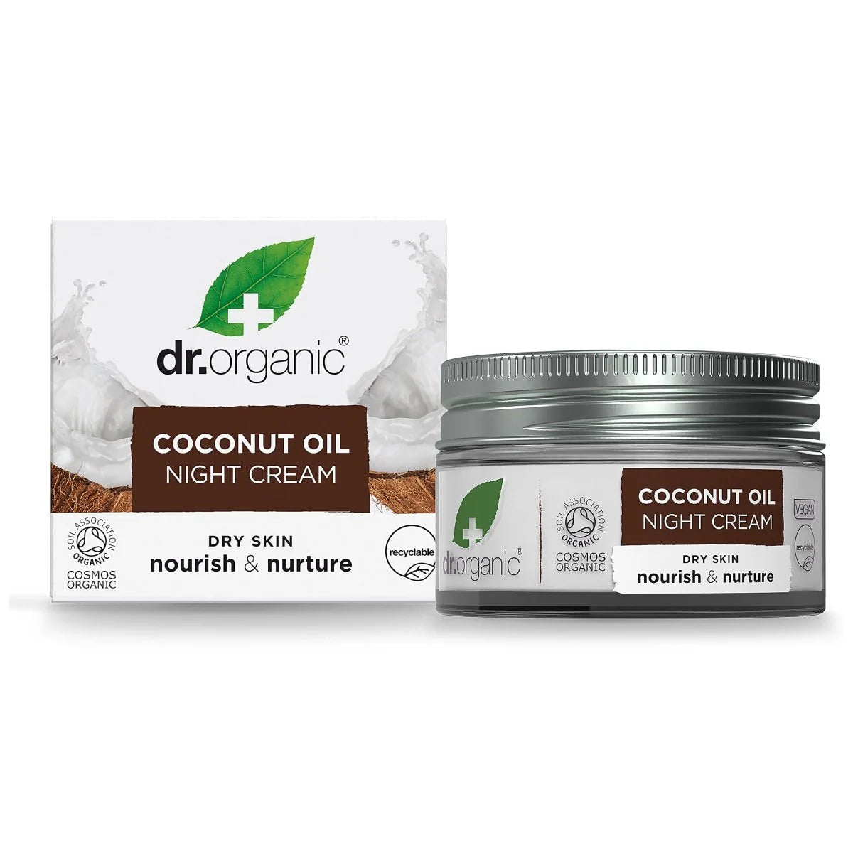 Crema de Noche Aceite de Coco Virgen · Dr Organic · 50 ml