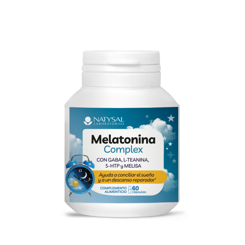 Melatonina Complex con GABA, L-Teanina, 5-HTP y Melisa · Natysal · 60 cápsulas
